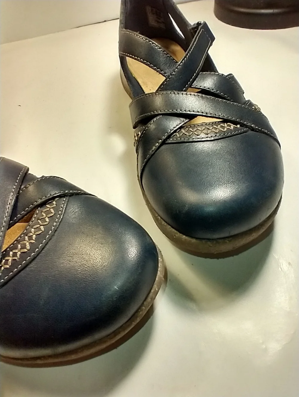Clarks Roseville Step Mary Jane Blue Leather Comfort Flats Women's sz 9.5M.